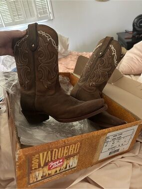 Tony Lama Brown Leather Embroidered Western Ankle Boots